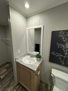 Bathroom vanity inside a manufactured home sold by Northern Mobile Homes, a manufactured home dealer in Exeter NH