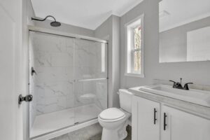 Bathroom interior inside a mobile home sold by Northern Mobile Homes, a mobile home dealer serving Maine and New Hampshire