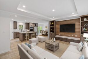 Open-concept living and kitchen interior of a manufactured home sold by Northern Mobile Homes, a manufactured home dealer serving Vermont